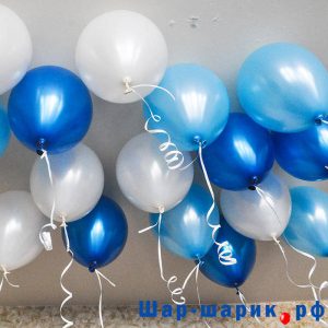 Шары под потолок металлик синий, белый, голубой (SP-4)